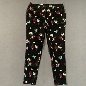 Terra & Sky Womens 0X 14W Black All Over Floral Print Jeggings Pull On Pants